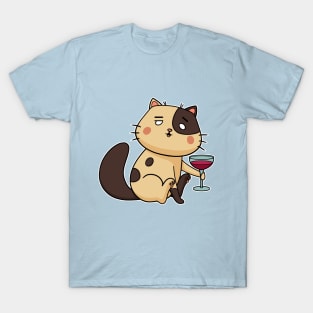 Cute cat with wine T-Shirt